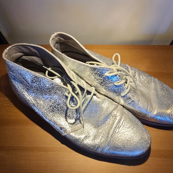 Silver Ankle Boots Lace Up United Nude FLX DSRT - Picture 6 of 12